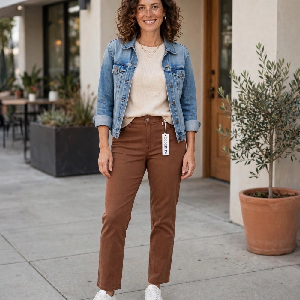 Code Bleu Chelsea Classic Straight Leg Pants Brown Cappuccino Womens 12 NWT